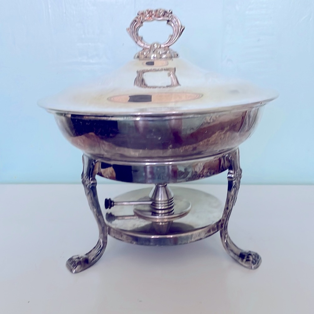 Vintage Silver fondue or chafing dish .